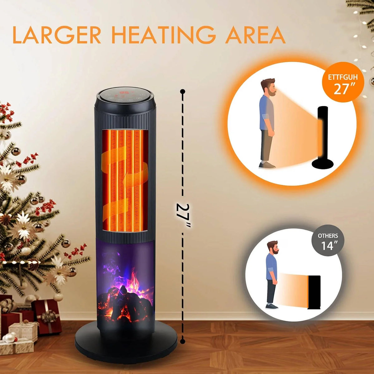 Tower Space Heater PTC Ceramic Oscillating Remote & Timer