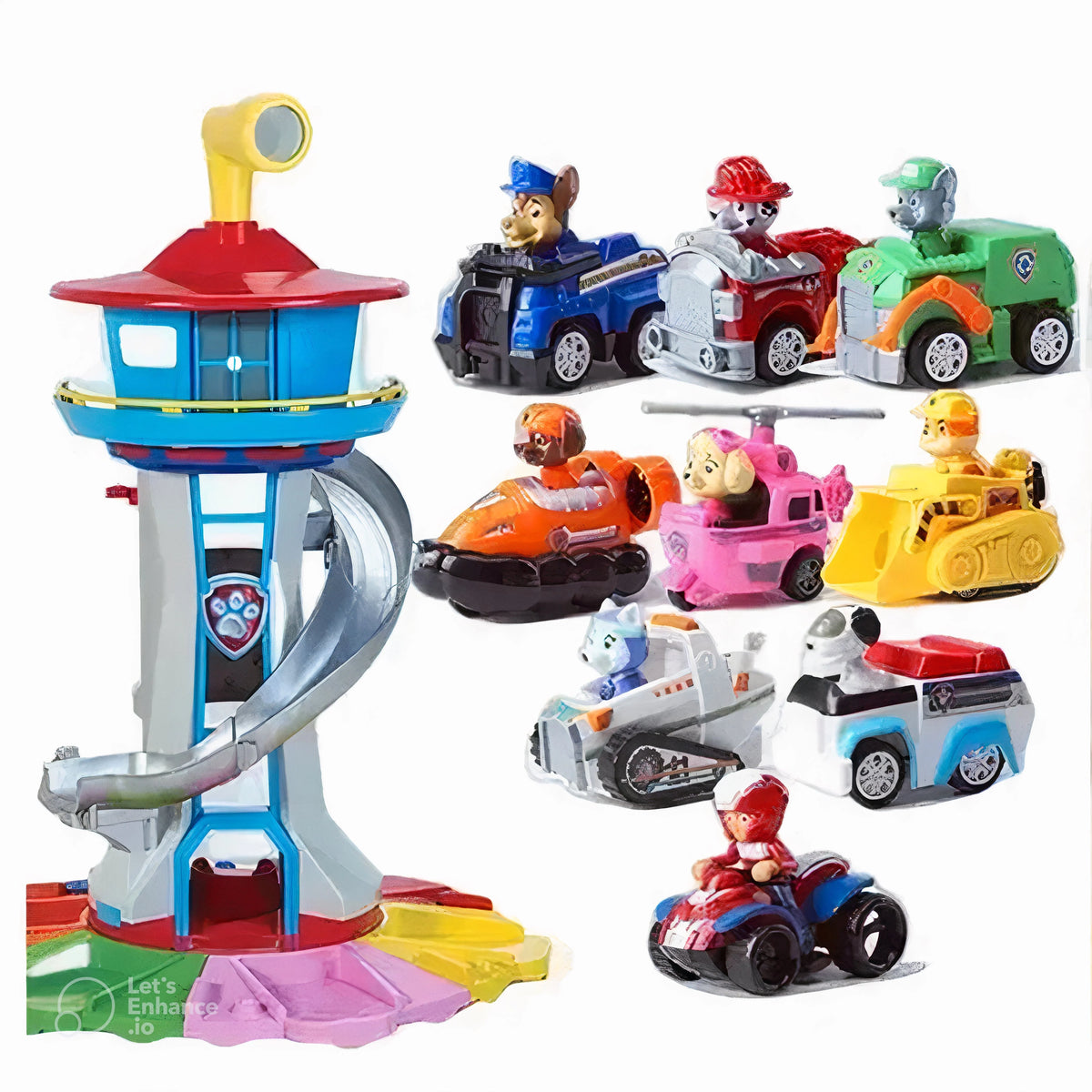 Toy Car Set Slide & Lookout Tower Vehicles & Figures