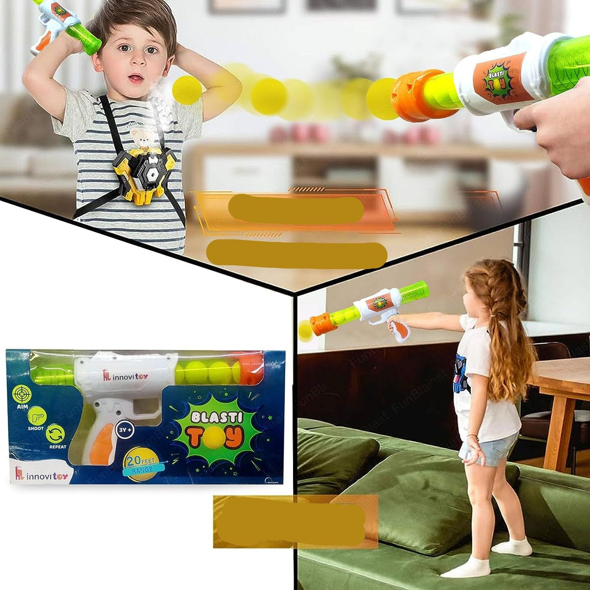 Toy Launcher Air-Powered 5 Soft Foam Balls