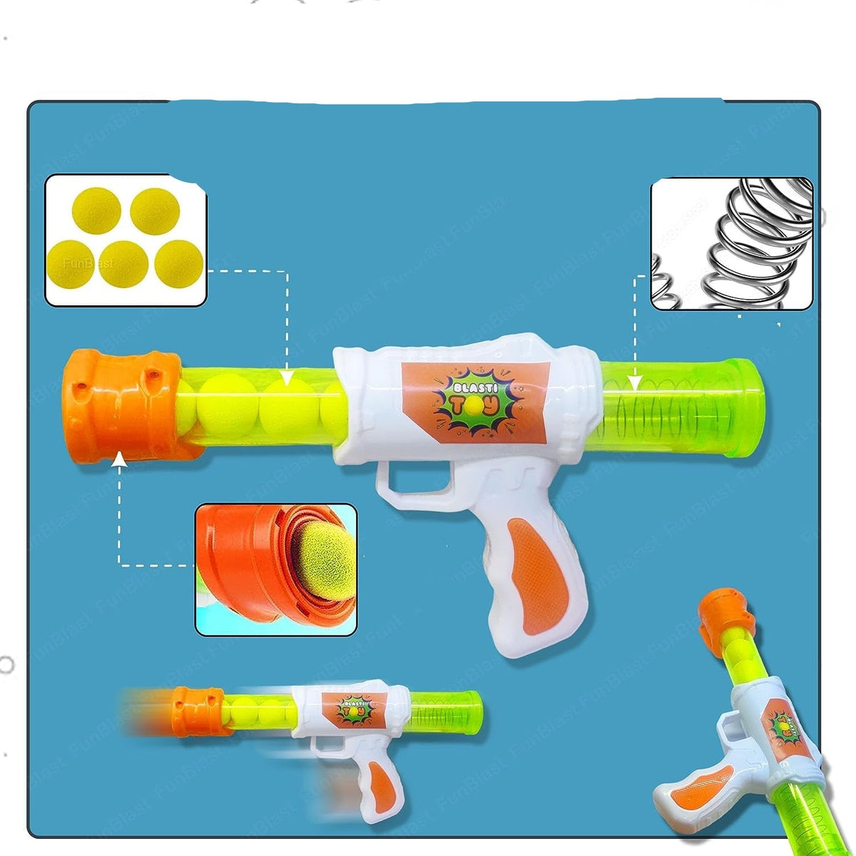 Toy Launcher Air-Powered 5 Soft Foam Balls