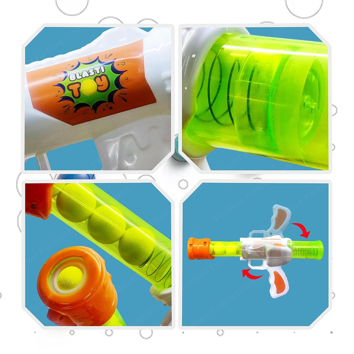 Toy Launcher Air-Powered 5 Soft Foam Balls