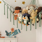 Toy Storage Hammock Handmade Macrame Space-Saving With Hooks