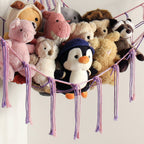Toy Storage Hammock Handmade Macrame Space-Saving With Hooks