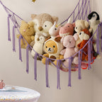 Toy Storage Hammock Handmade Macrame Space-Saving With Hooks