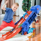 Toy Truck 3-in-1 Dinosaur Fold-Out Racetrack With Mini Cars