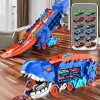 Toy Truck 3-in-1 Dinosaur Fold-Out Racetrack With Mini Cars
