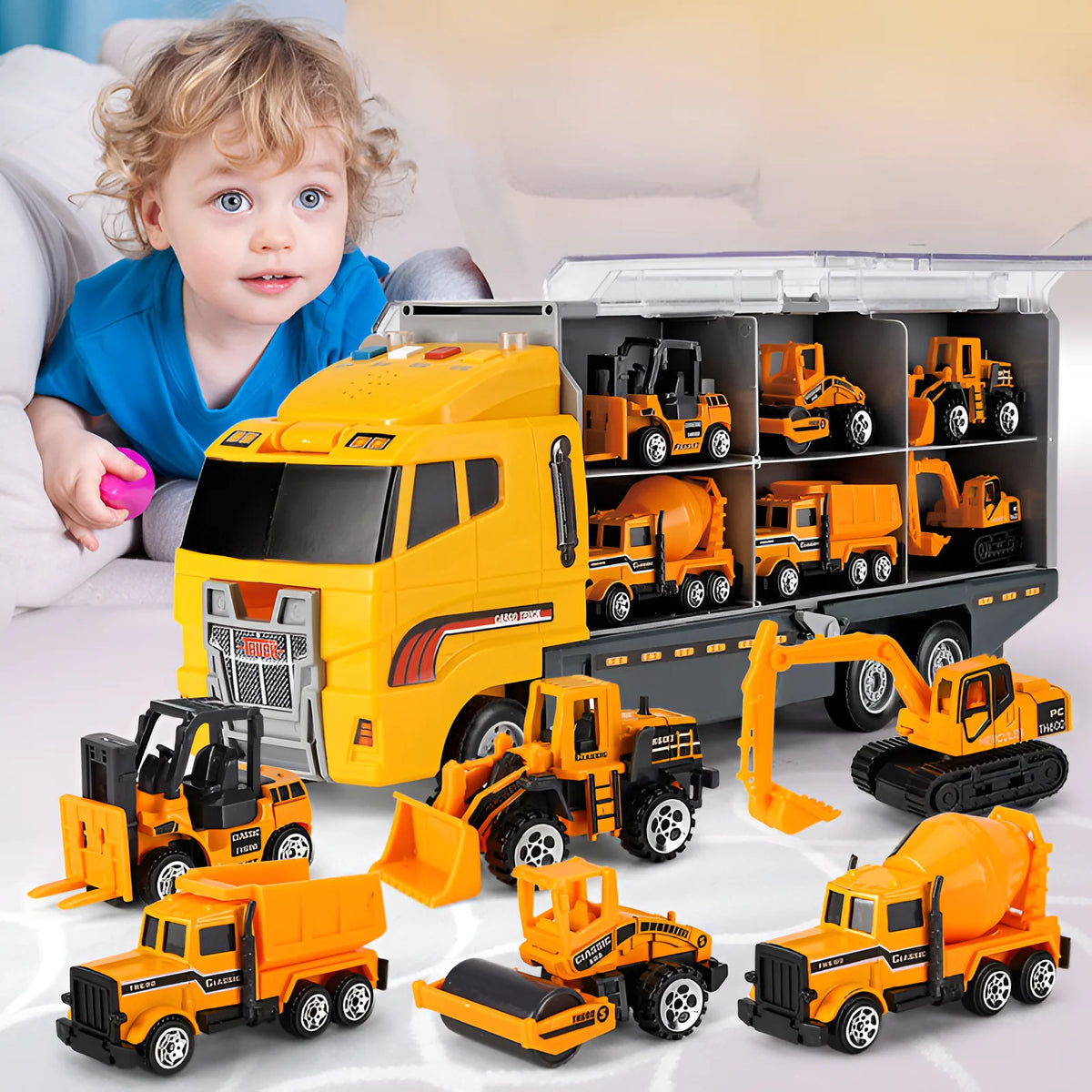 Toy Truck Set 6-Piece Battery-Powered Sounds & Moving Parts