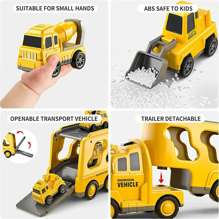 Toy Truck Set LED Lights & Sounds Durable Non-Toxic