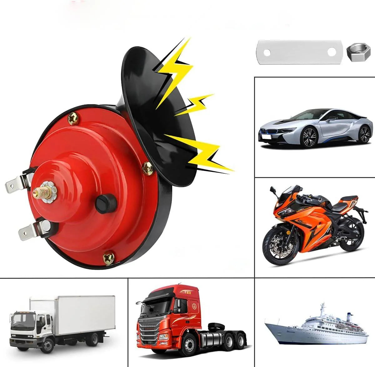 Train Horn Dual-Tone 300 dB Waterproof 12V Universal Mount
