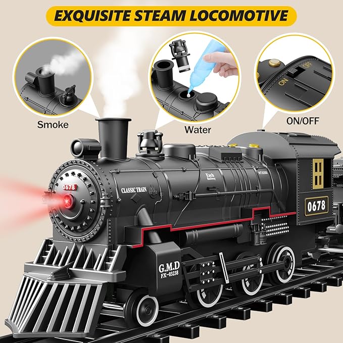 Train Set Battery-Powered Steam, Lights & Sounds