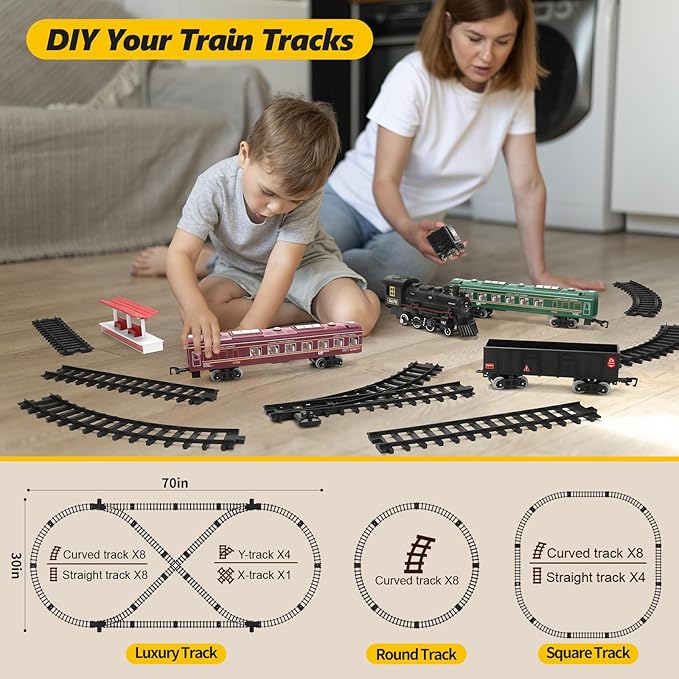 Train Set Battery-Powered Steam, Lights & Sounds