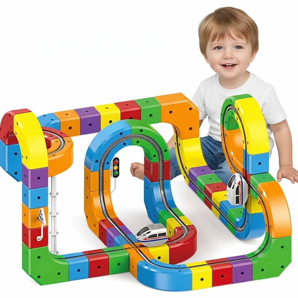 Train Set Magnetic Snap-Together Track USB Rechargeable Motor