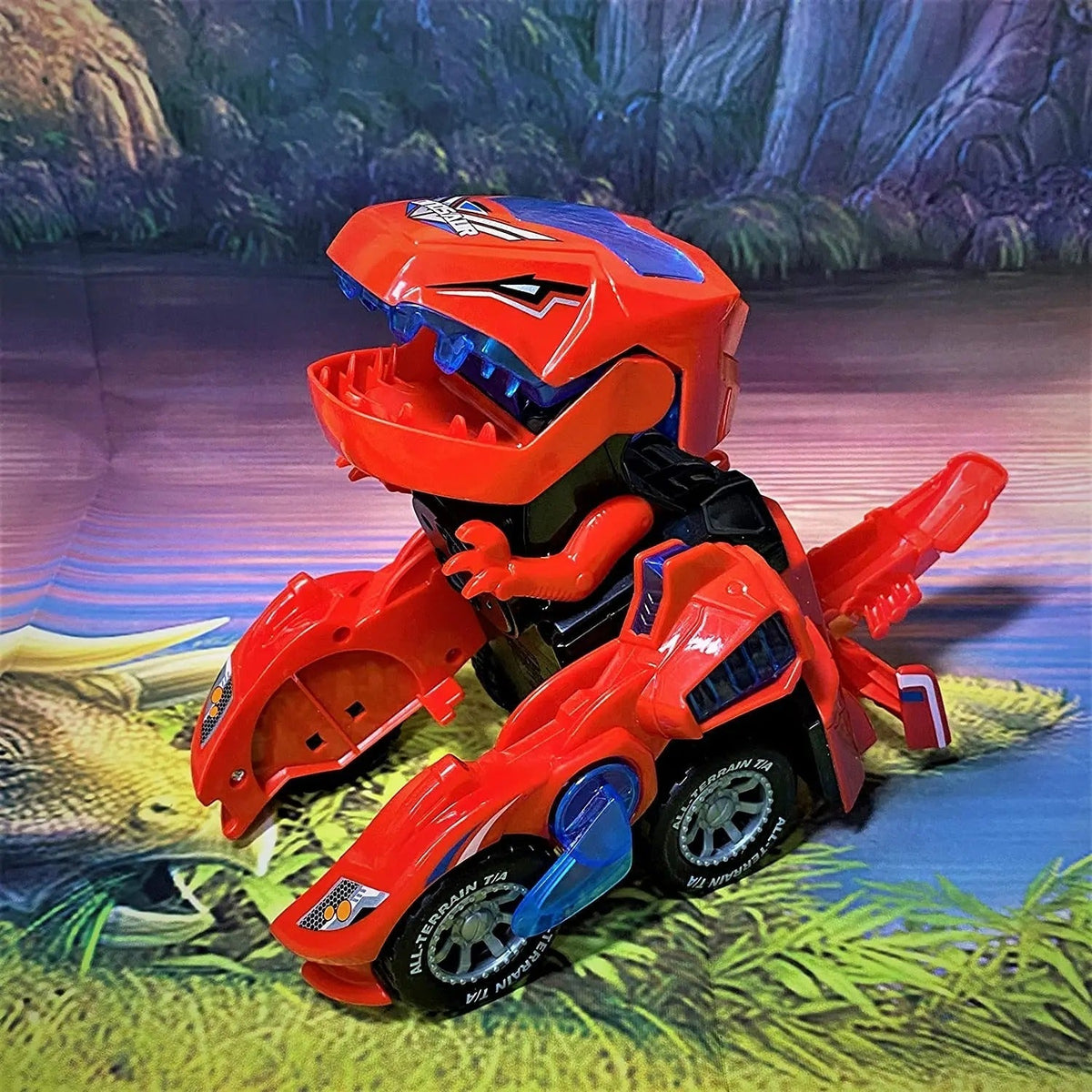 Transforming Dinosaur Car LED Lights & Remote Control