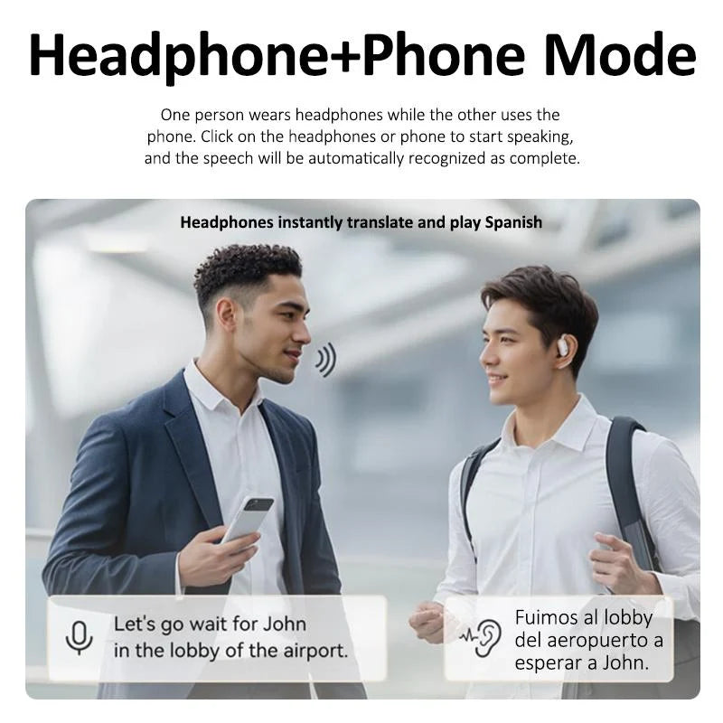 Translation Earbuds Real-Time AI Noise Cancellation 20-Hour Battery
