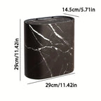 Trash Can Compact Oval Lidded Marble Finish
