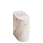 Trash Can Compact Oval Lidded Marble Finish