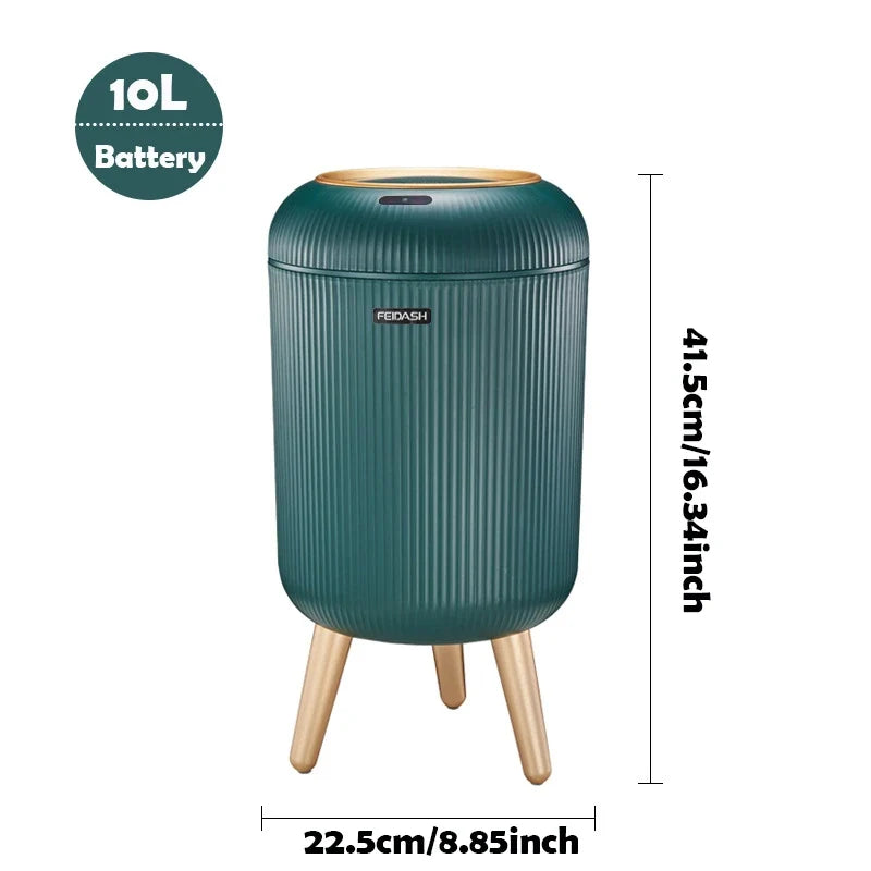 Trash Can Infrared Motion Sensor Odor-Sealed Lid Wooden Legs