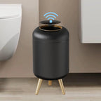 Trash Can Infrared Motion Sensor Odor-Sealed Lid Wooden Legs