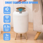 Trash Can Infrared Motion Sensor Odor-Sealed Lid Wooden Legs