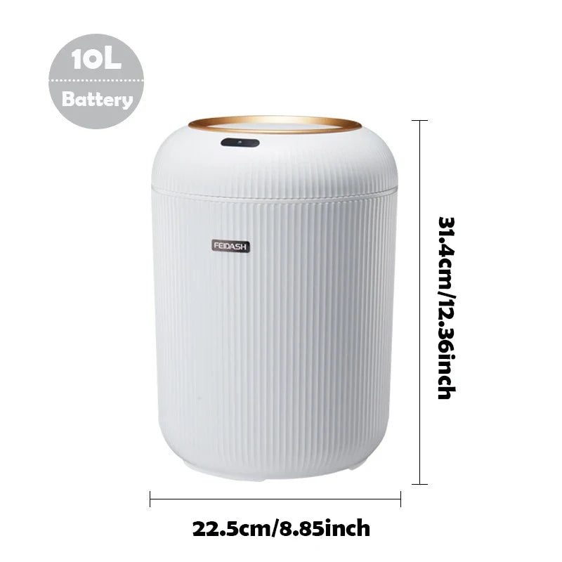 Trash Can Infrared Motion Sensor Odor-Sealed Lid Wooden Legs