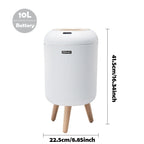 Trash Can Infrared Motion Sensor Odor-Sealed Lid Wooden Legs