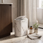 Trash Can Push-Top Space-Saving Marble Finish