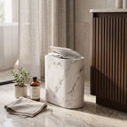 Trash Can Push-Top Space-Saving Marble Finish