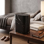 Trash Can Push-Top Space-Saving Marble Finish