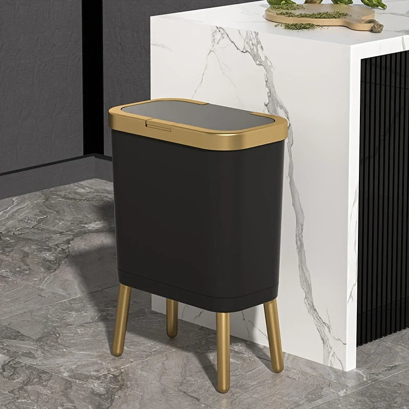 Trash Can Slim 15L Sealed Lid & Elevated Legs
