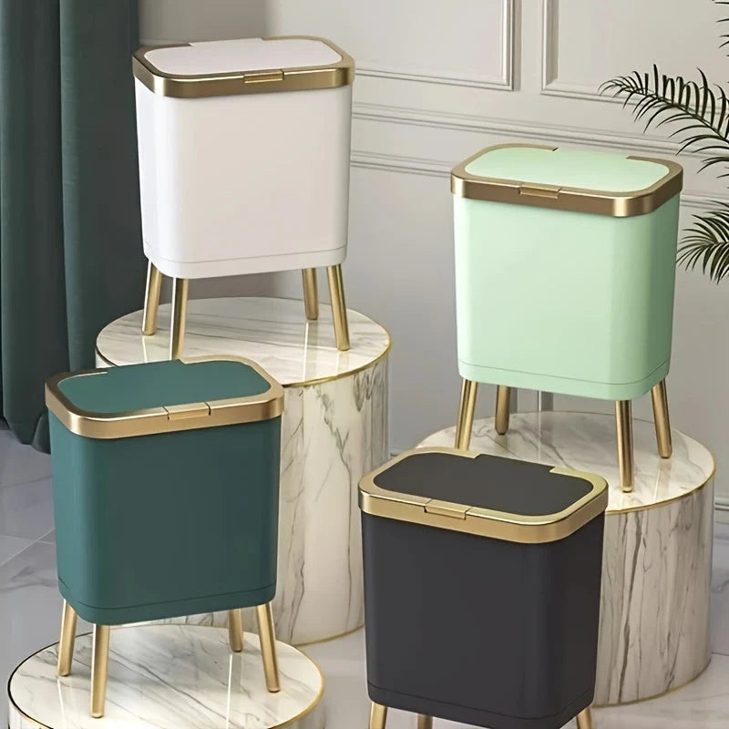 Trash Can Slim 15L Sealed Lid & Elevated Legs