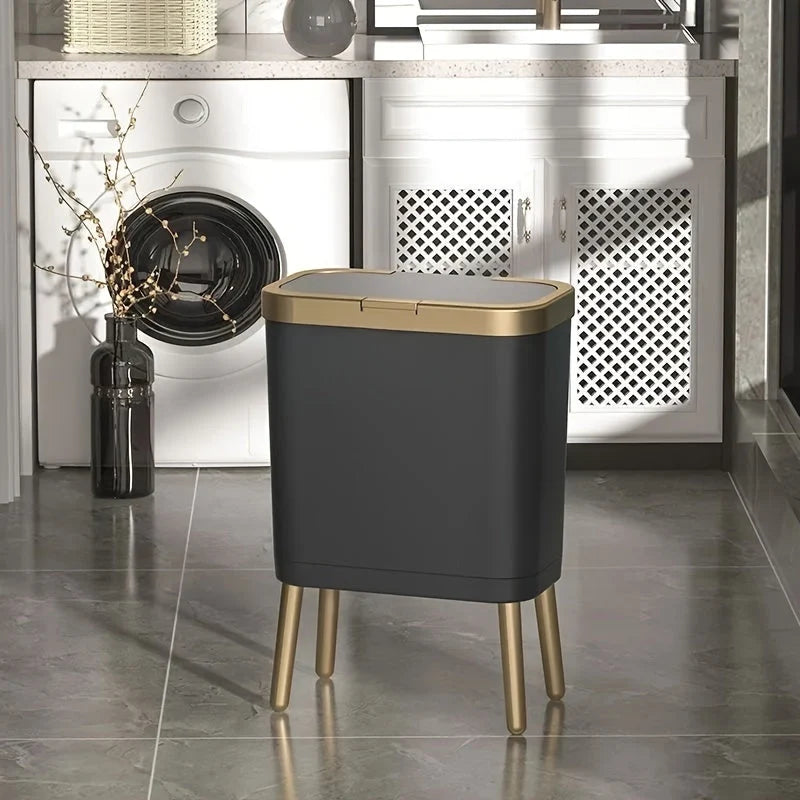 Trash Can Slim 15L Sealed Lid & Elevated Legs