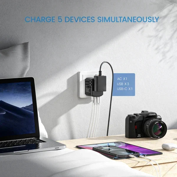 Travel Adapter Universal 4 Port USB Surge Protection