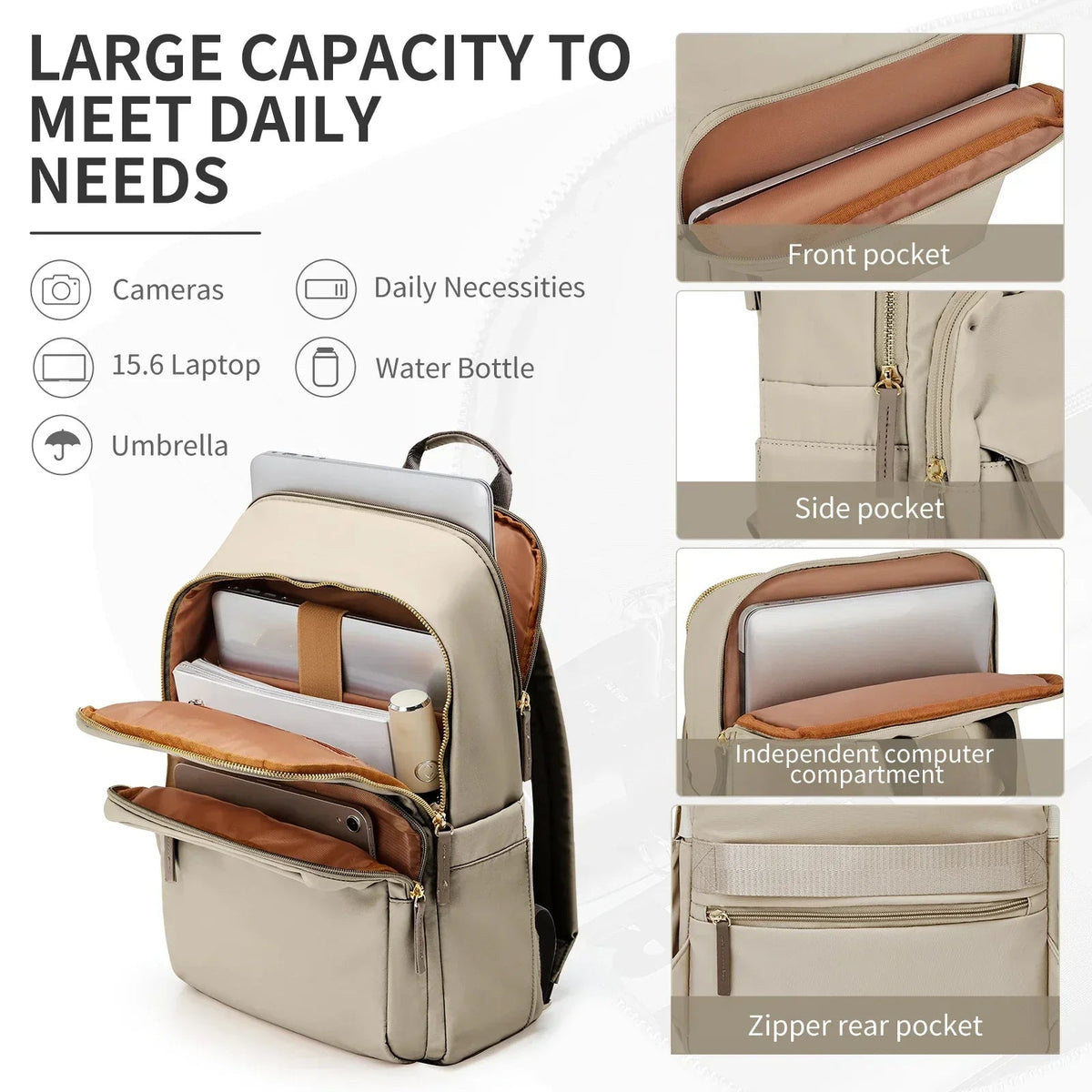 Travel Backpack 20-35L Water-Resistant Multi-Pocket