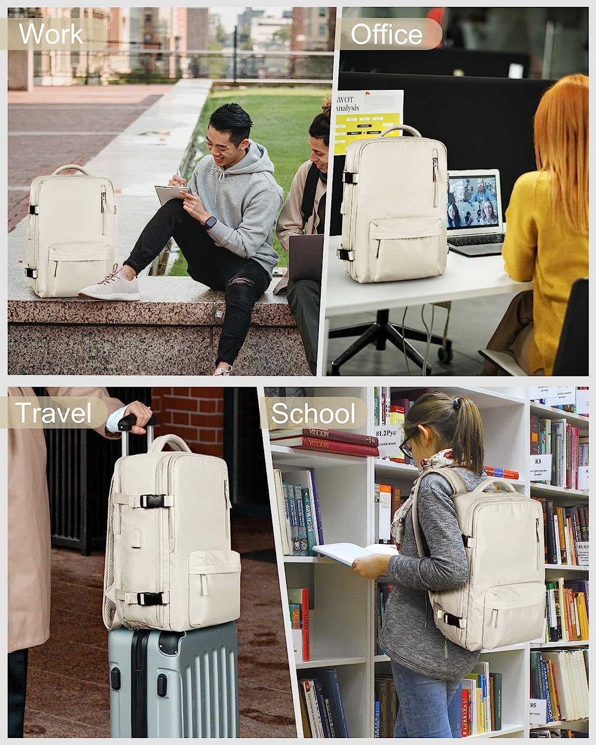 Travel Backpack 40L Water-Resistant Shoe Compartment