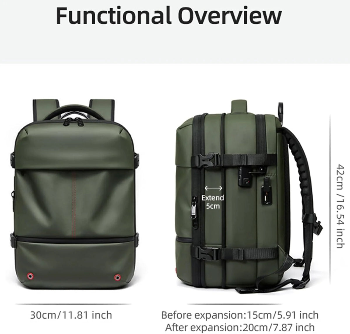 Travel Backpack 48L Expandable Vacuum Compression Waterproof