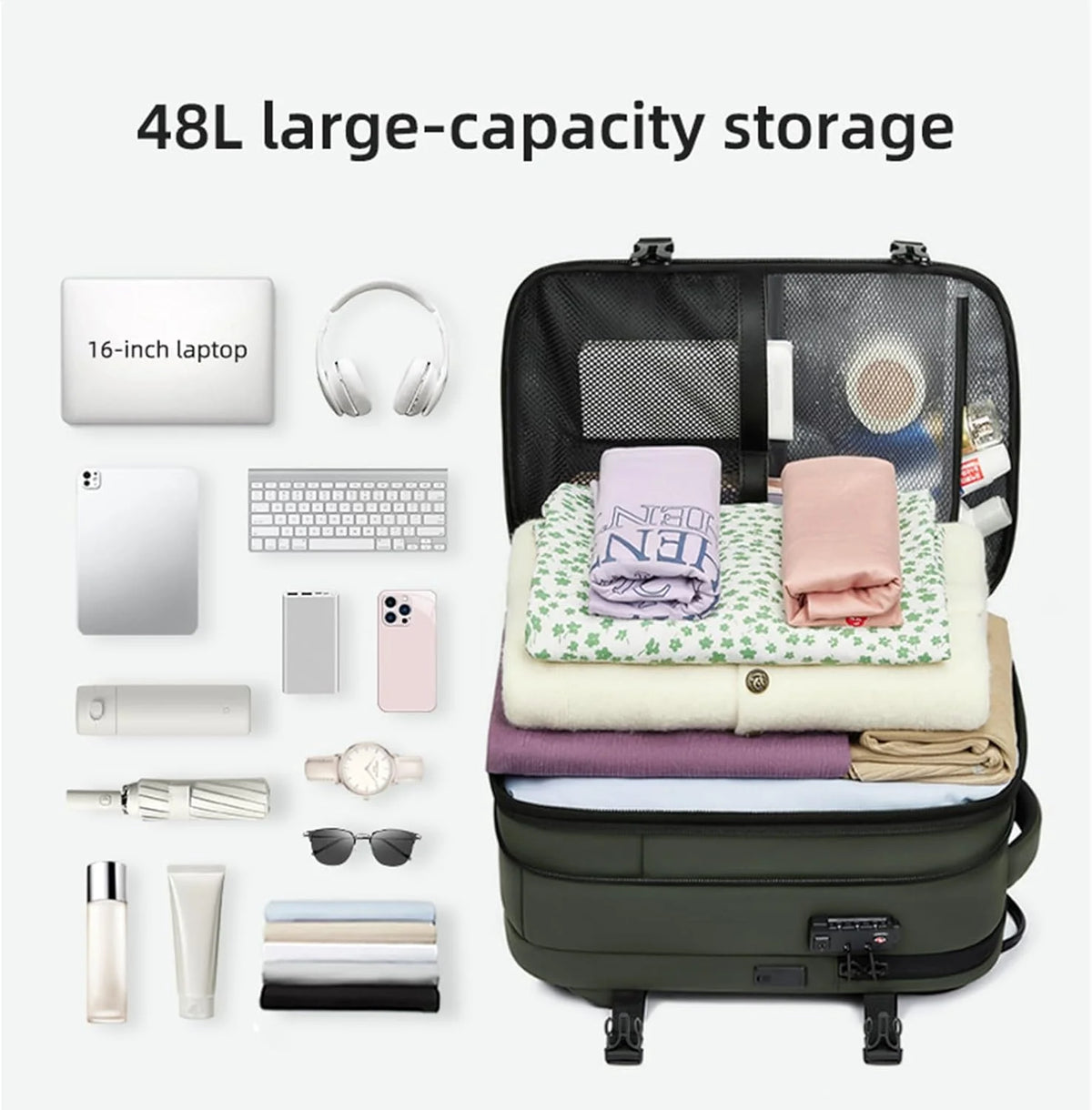 Travel Backpack 48L Expandable Vacuum Compression Waterproof