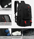 Travel Backpack 60L Expandable Waterproof Laptop & Shoe Compartment