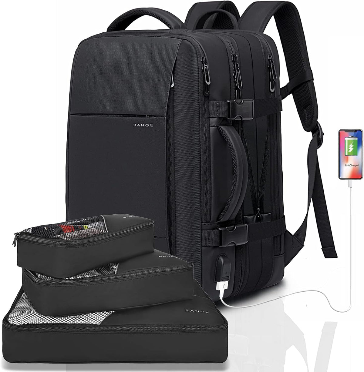 Travel Backpack Expandable 26–45L Laptop Sleeve & Anti-Theft Pocket