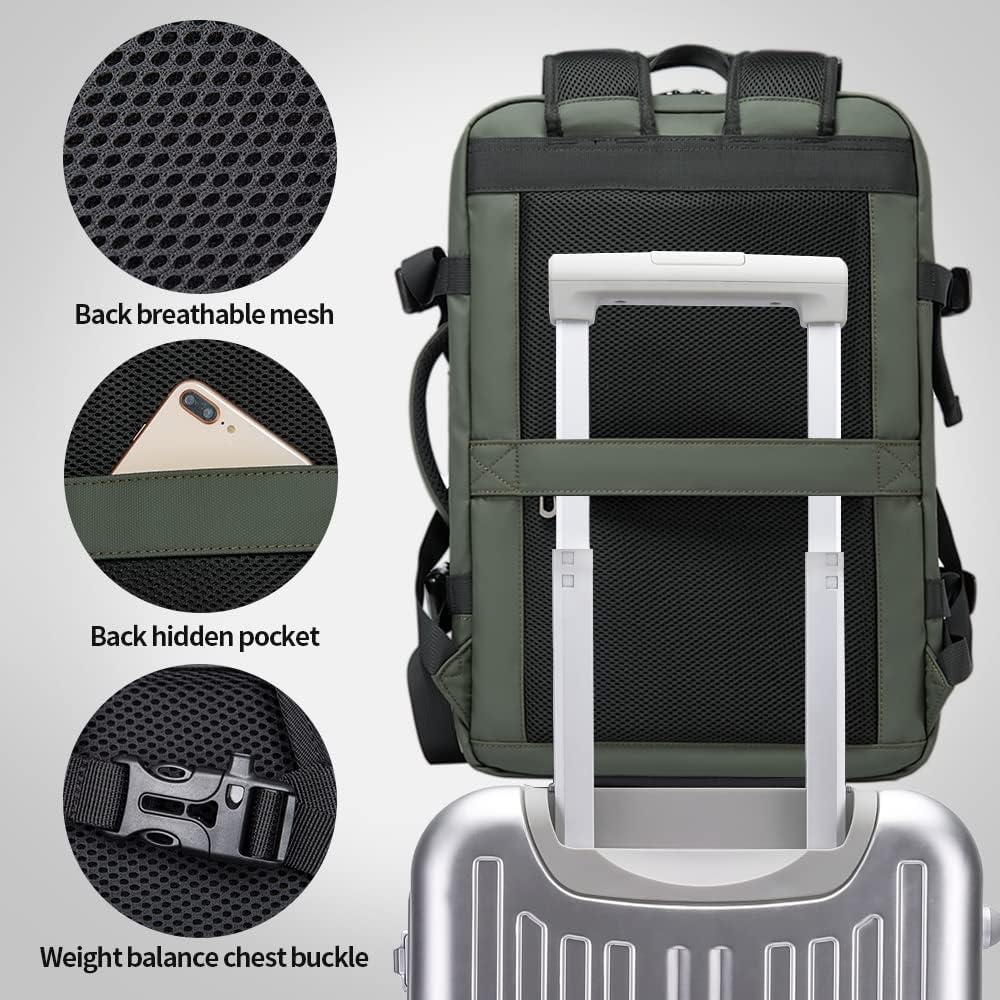 Travel Backpack Expandable 26–45L Laptop Sleeve & Anti-Theft Pocket