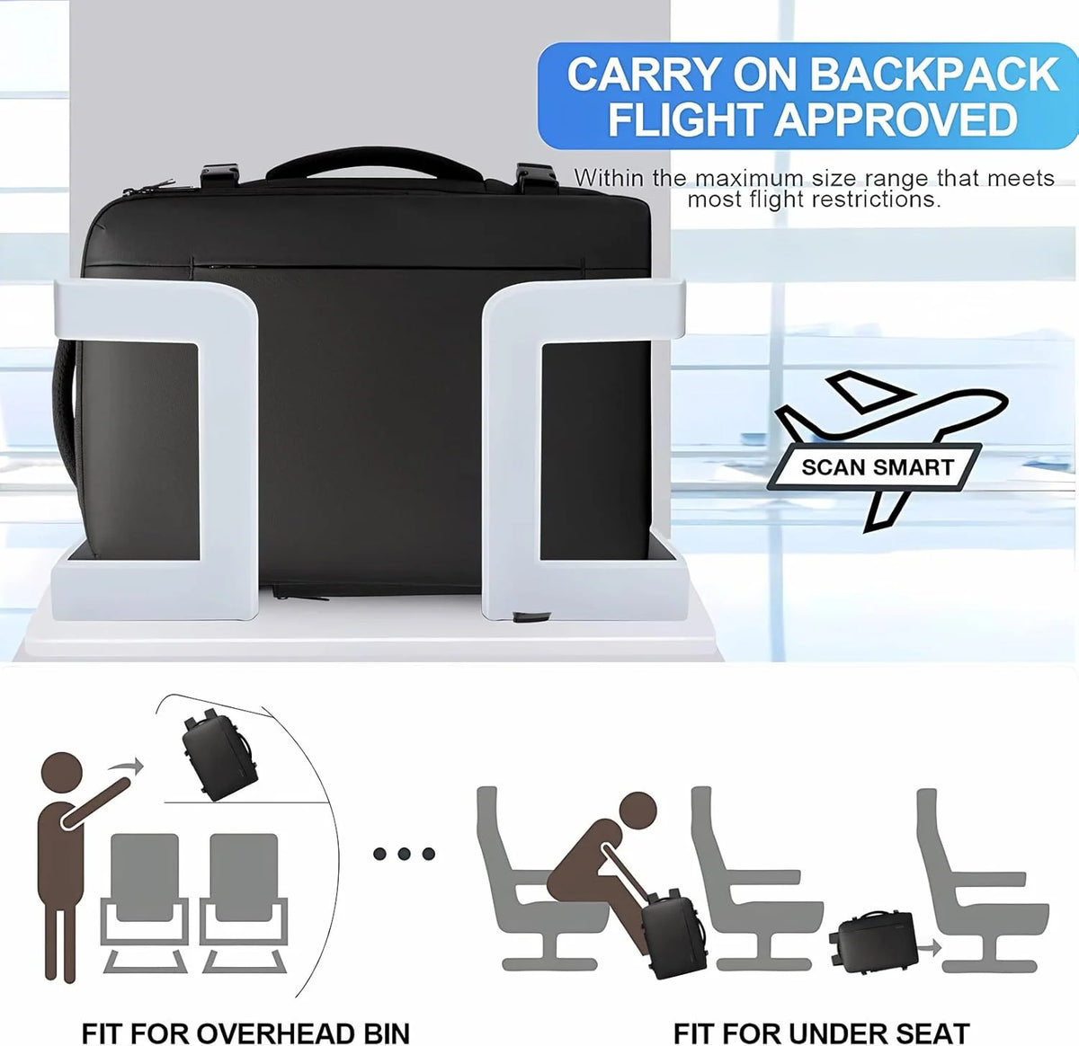 Travel Backpack Expandable 26–45L Laptop Sleeve & Anti-Theft Pocket