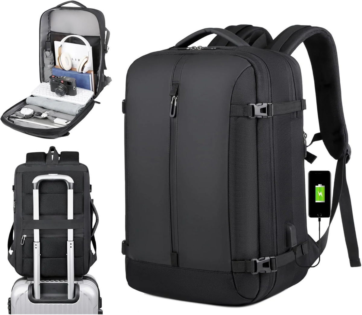Travel Backpack Expandable 40L Water-Resistant Laptop Sleeve & USB
