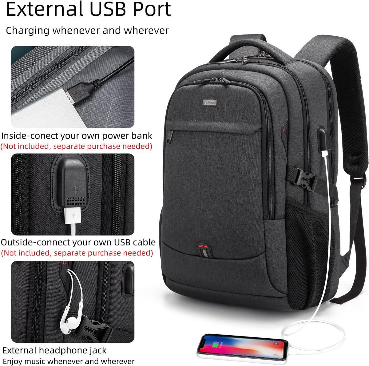 Travel Backpack Laptop 13–17 Inch Anti-Theft USB Charging