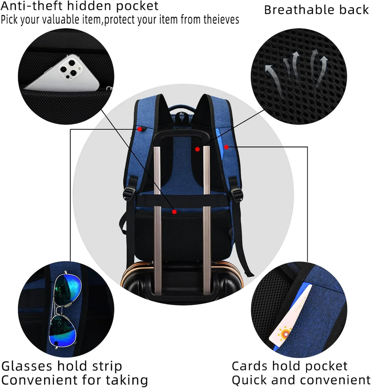 Travel Backpack Laptop 13–17 Inch Anti-Theft USB Charging