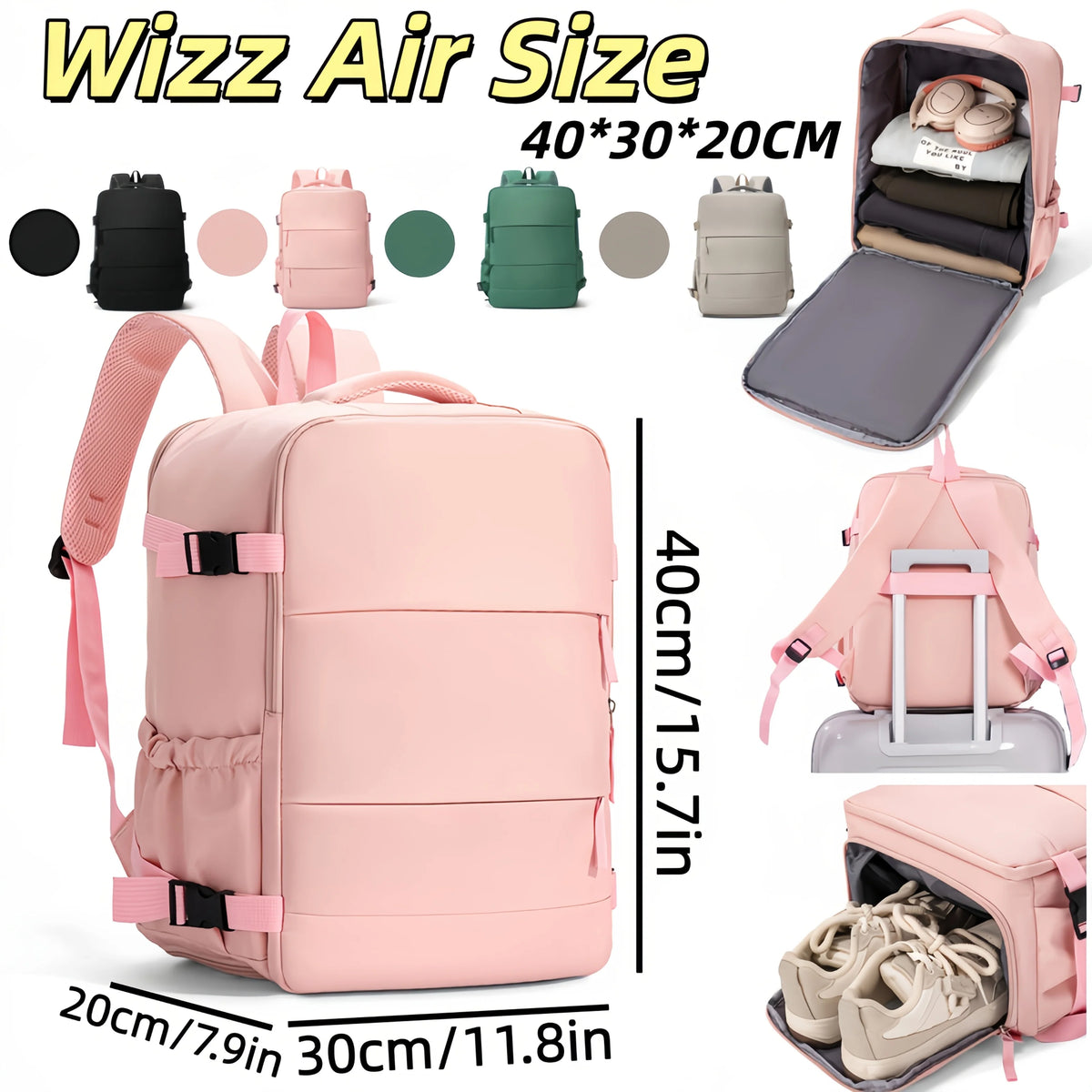 Travel Backpack Large Capacity Separate Shoe Compartment