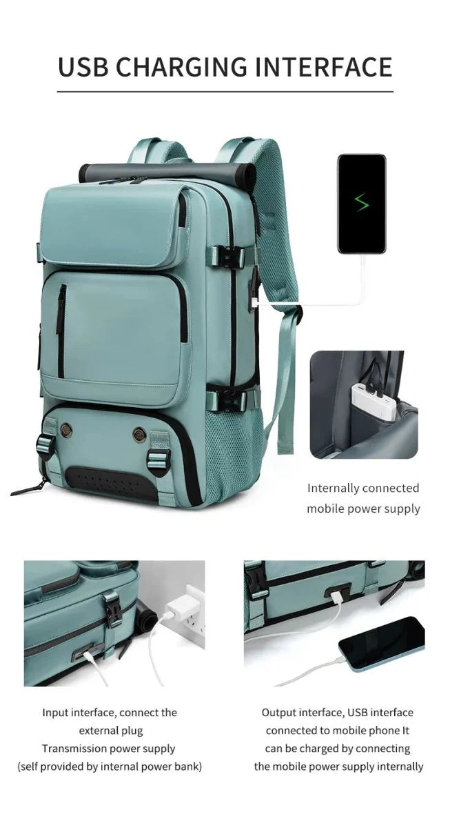 Travel Backpack Separate Shoe Compartment Waterproof Fits 15.6in Laptop