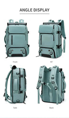 Travel Backpack Separate Shoe Compartment Waterproof Fits 15.6in Laptop