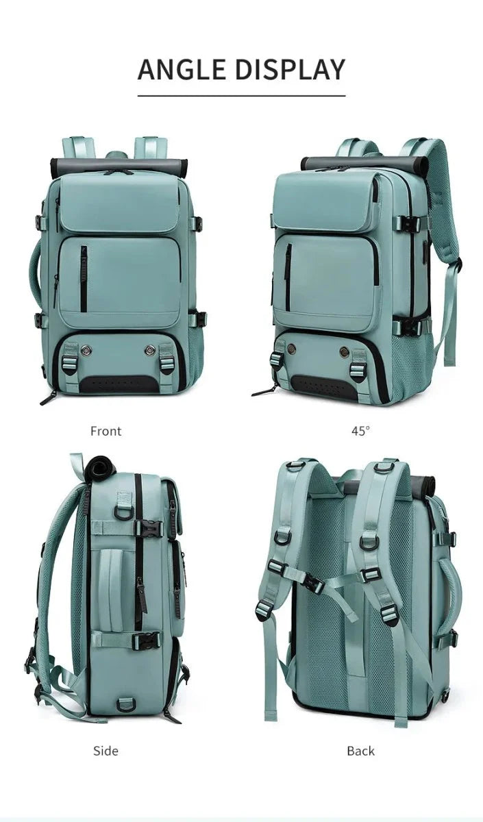 Travel Backpack Separate Shoe Compartment Waterproof Fits 15.6in Laptop