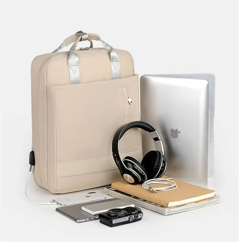 Travel Backpack Slash-Resistant Fabric Hidden Zippers USB Port