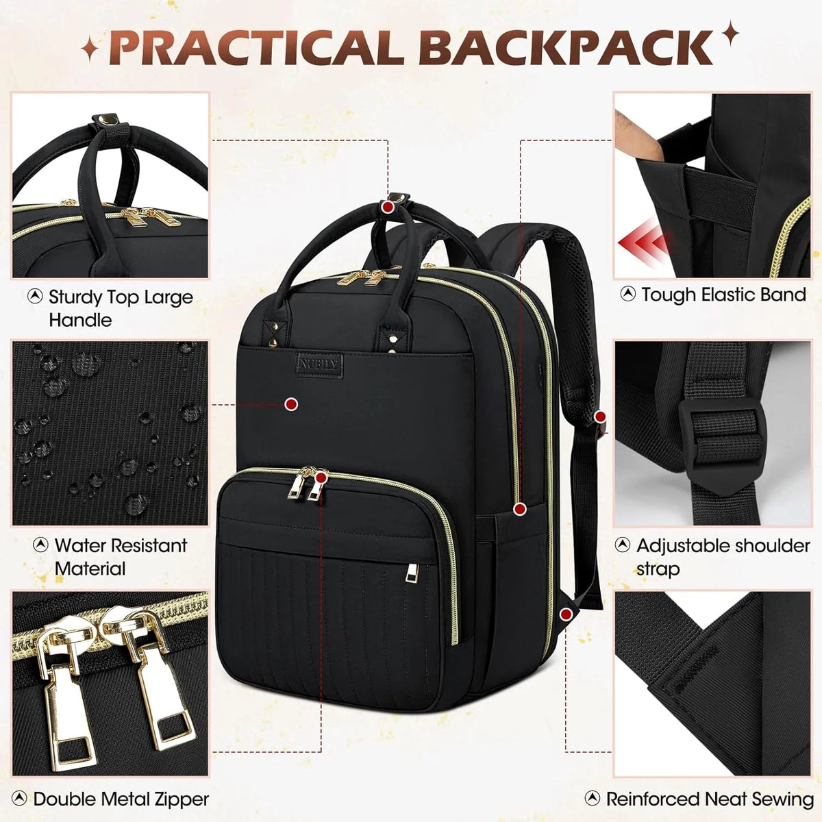 Travel Backpack Water-Resistant TSA-Friendly Lay-Flat Fits 15.6 Inch Laptop