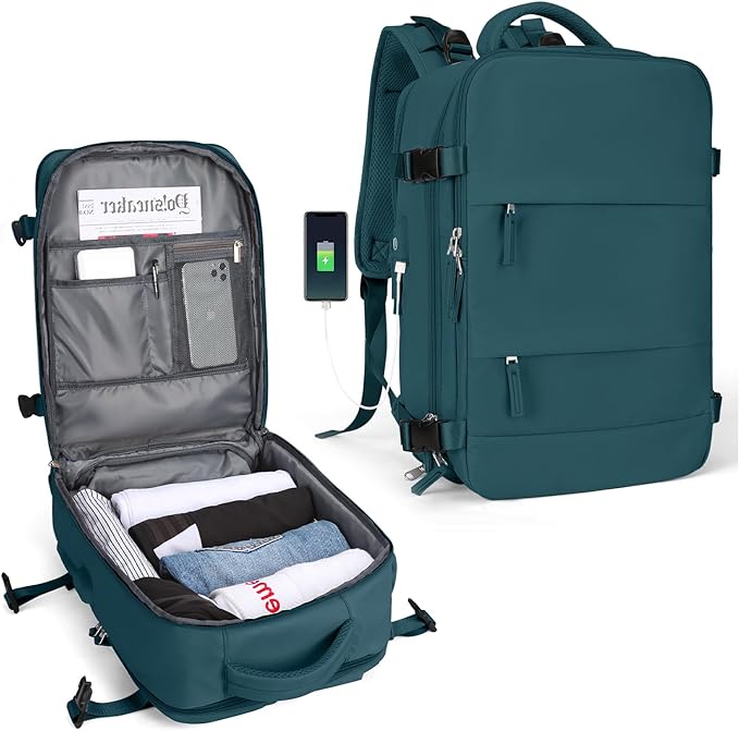 Travel Backpack Water-Resistant USB Charging Laptop Compartment